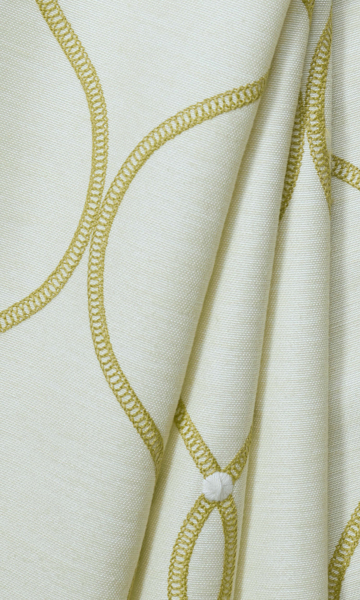 Ogee Embroidery Drapes for Living, Bedroom, Kitchen, Bathroom (White/ Yellow)