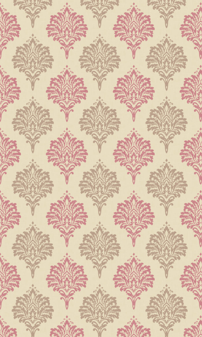Dimout Damask Pinch Pleat, Rod Pocket, Eyelet Curtains (Pink/ Grey/ White)