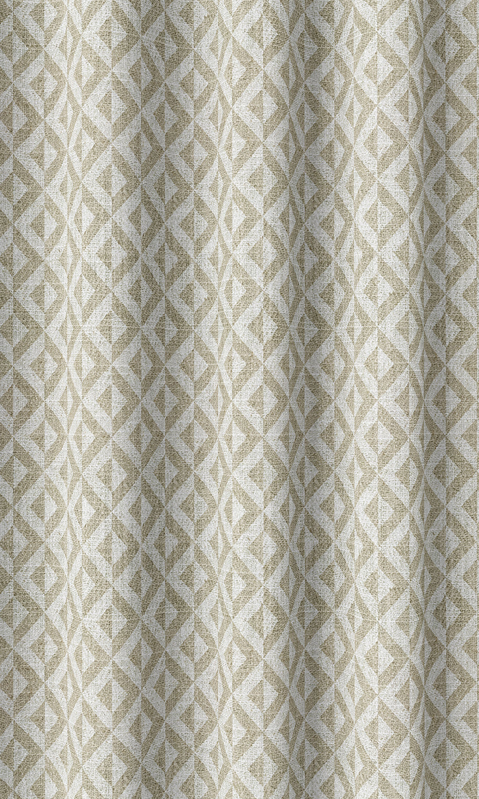 Geometric Print Curtains (Beige/ White)
