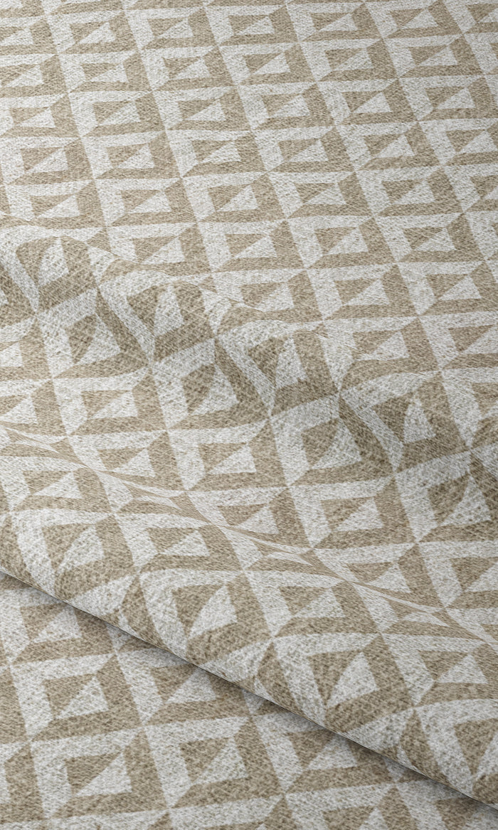Geometric Print Curtains for Living, Bedroom, Kitchen, Bathroom (Beige/ White)