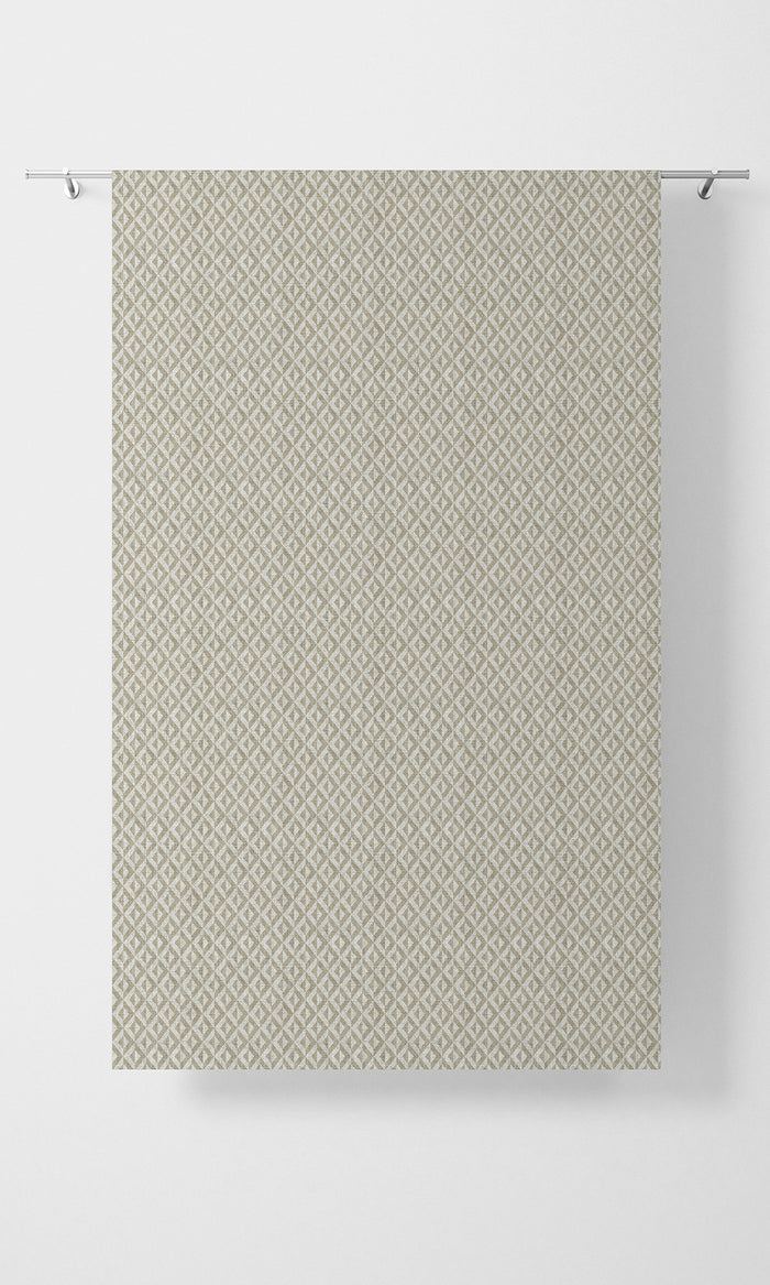 Geometric Print Pinch Pleat, Rod Pocket, Eyelet Curtains (Beige/ White)