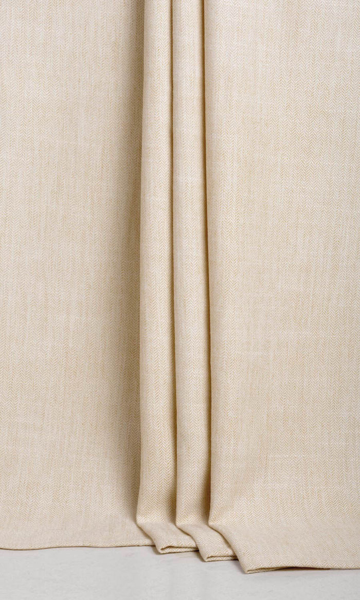 Herringbone Textured Fabric Material By the Metre (Ivory Beige)