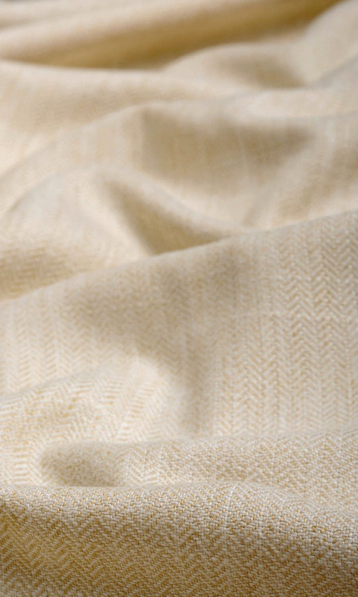Herringbone Textured Fabric By the Metre for Curtains & Drapes (Ivory Beige)