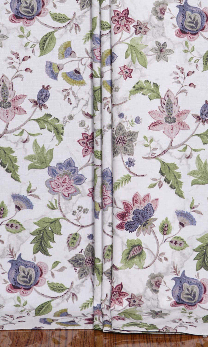 Floral Cotton Window Treatments Fabric By the Metre (Purple/ Pink/ Green)