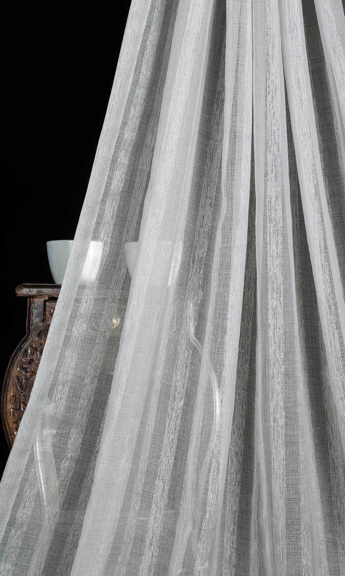 Striped Sheer Home Textile Fabric Material By the Metre (Grey)