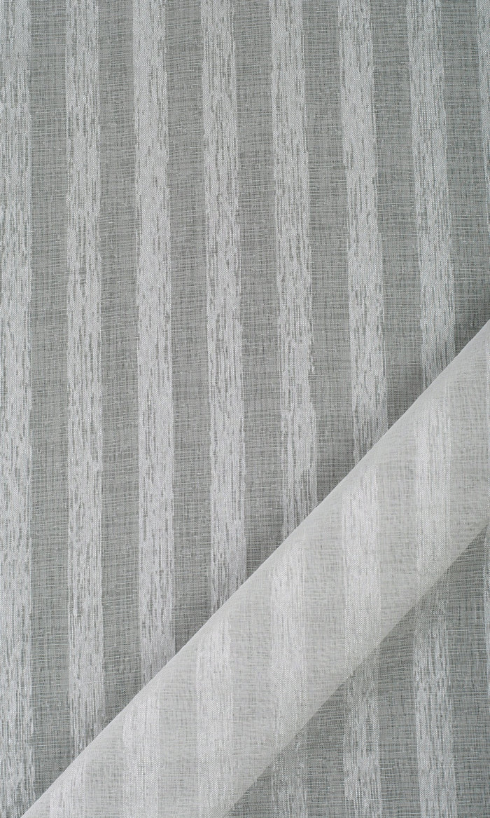 Striped Sheer Fabric Material By the Metre (Grey)