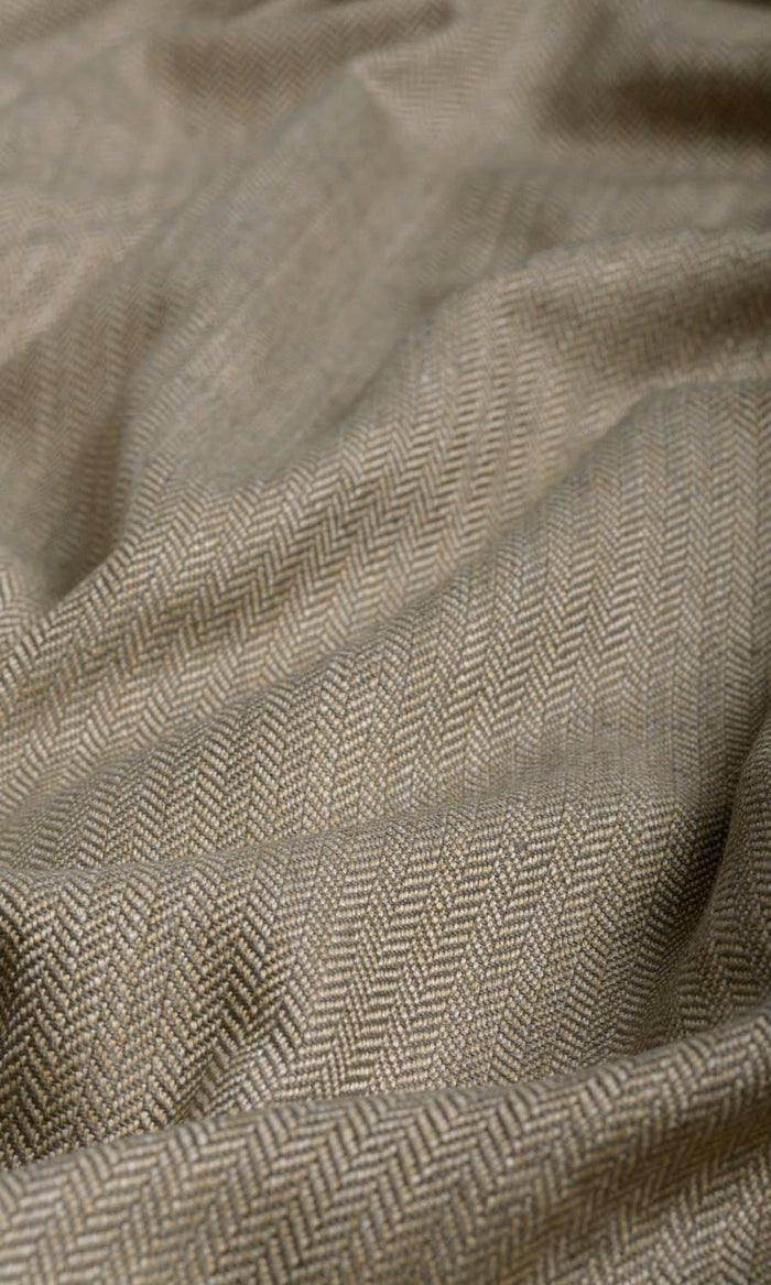 Herringbone Textured Fabric By the Metre for Curtains & Drapes (Mocha Brown)