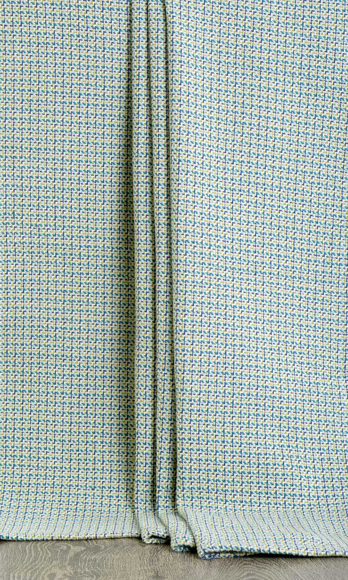 Houndstooth Patterned  Pinch Pleat, Rod Pocket, Eyelet Curtains (Blue/ Green)