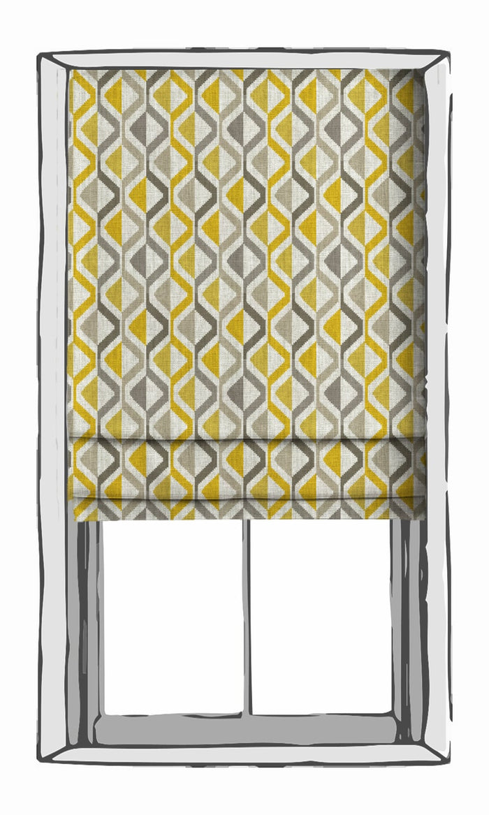 Geometric Striped Home Textile Fabric Material By the Metre (Yellow/ Grey)