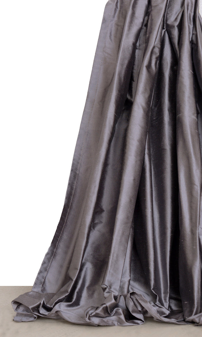 Shantung Silk Window Treatments Fabric By the Metre (Grey/ Purple)