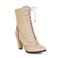Plus Size Lace-Up High Heel Short Boots