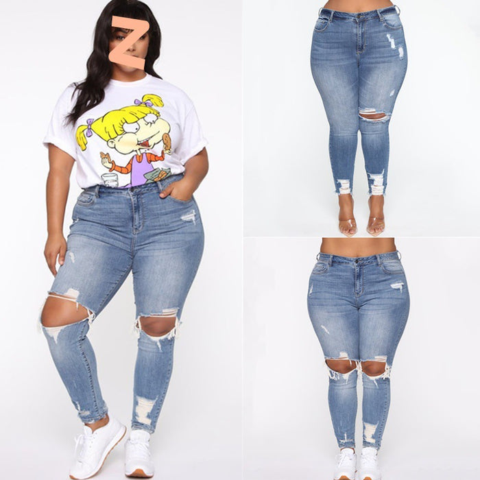 Plus Size Ripped Denim Jeans