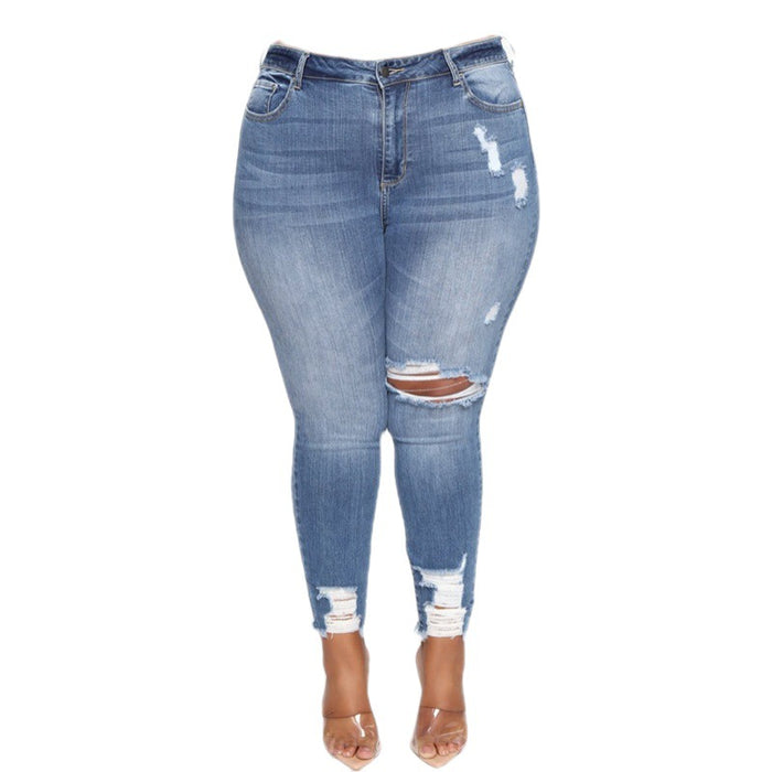 Plus Size Ripped Denim Jeans
