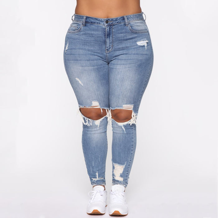 Plus Size Ripped Denim Jeans