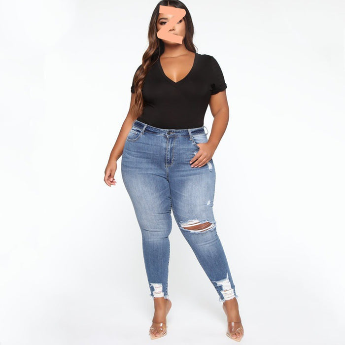 Plus Size Ripped Denim Jeans