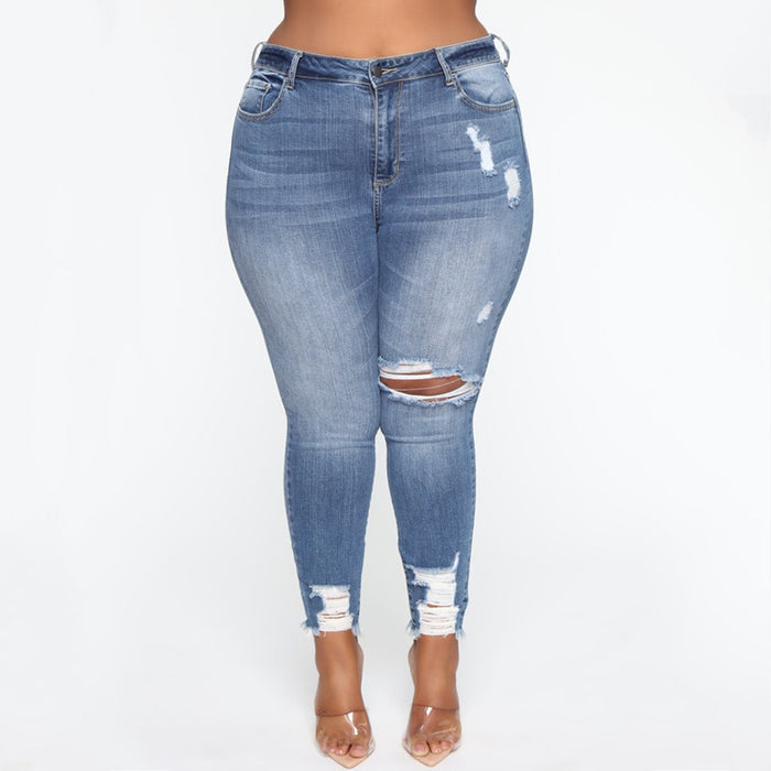 Plus Size Ripped Denim Jeans