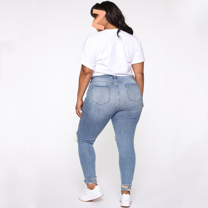 Plus Size Ripped Denim Jeans