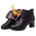 Plus Size Women's Velvet-Lined Soft Leather Short Boots