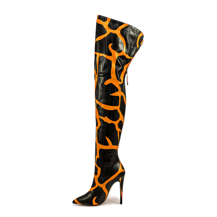 Pointed-toe Stiletto-heeled Over-the-knee Boots For Women
