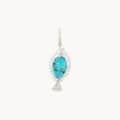 poisson de liberté turquoise fish necklace charm on white background