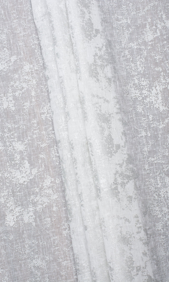 Metallic Accents Semi-Sheer Window Treatments Fabric By the Metre (White)