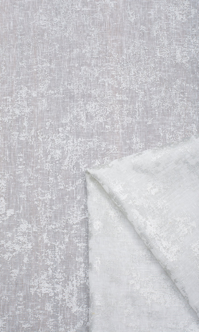 Metallic Accents Semi-Sheer Home Textile Fabric Material By the Metre (White)