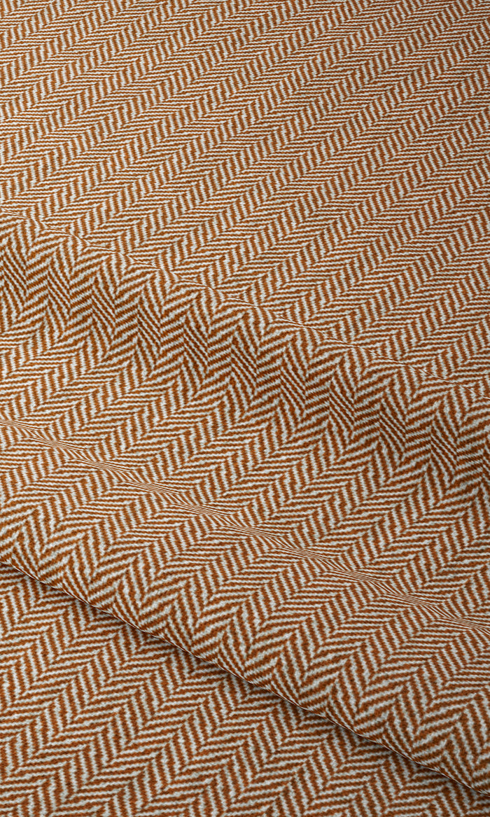Herringbone Window Treatments Fabric By the Metre (Orange/ White)
