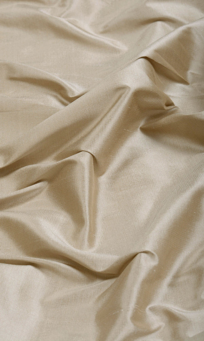 Shantung Silk Home Textile Fabric Material By the Metre (Ecru/ Tan Brown)