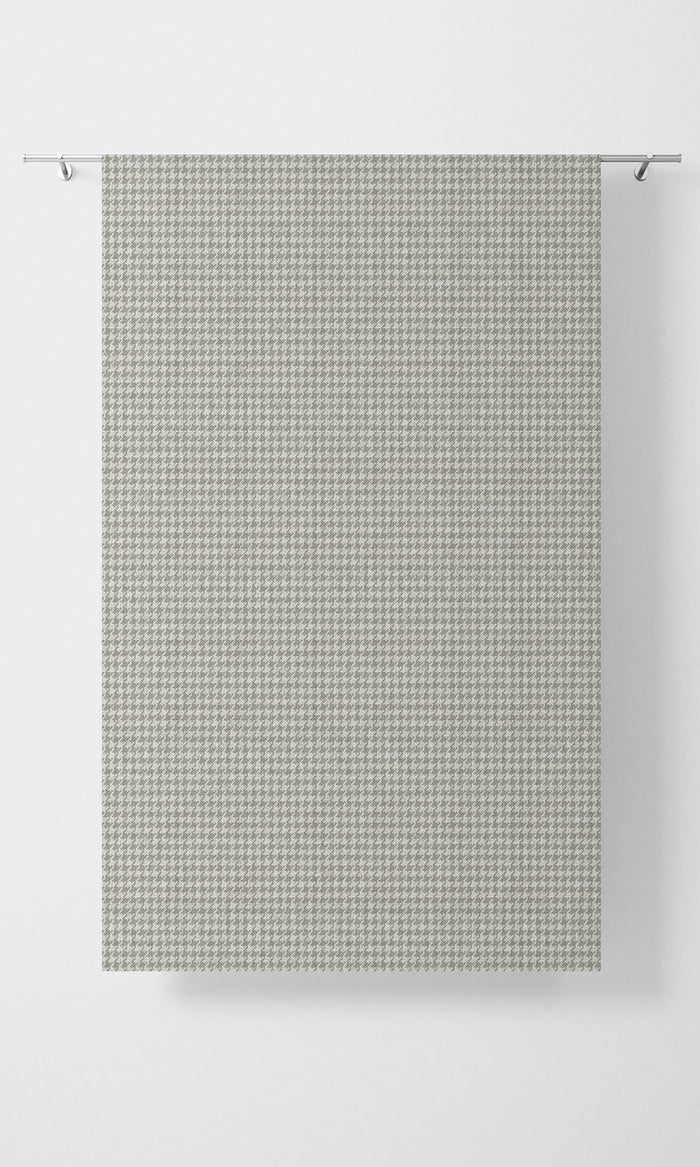 Houndstooth Print Pinch Pleat, Rod Pocket, Eyelet Curtains (Grey/ White)