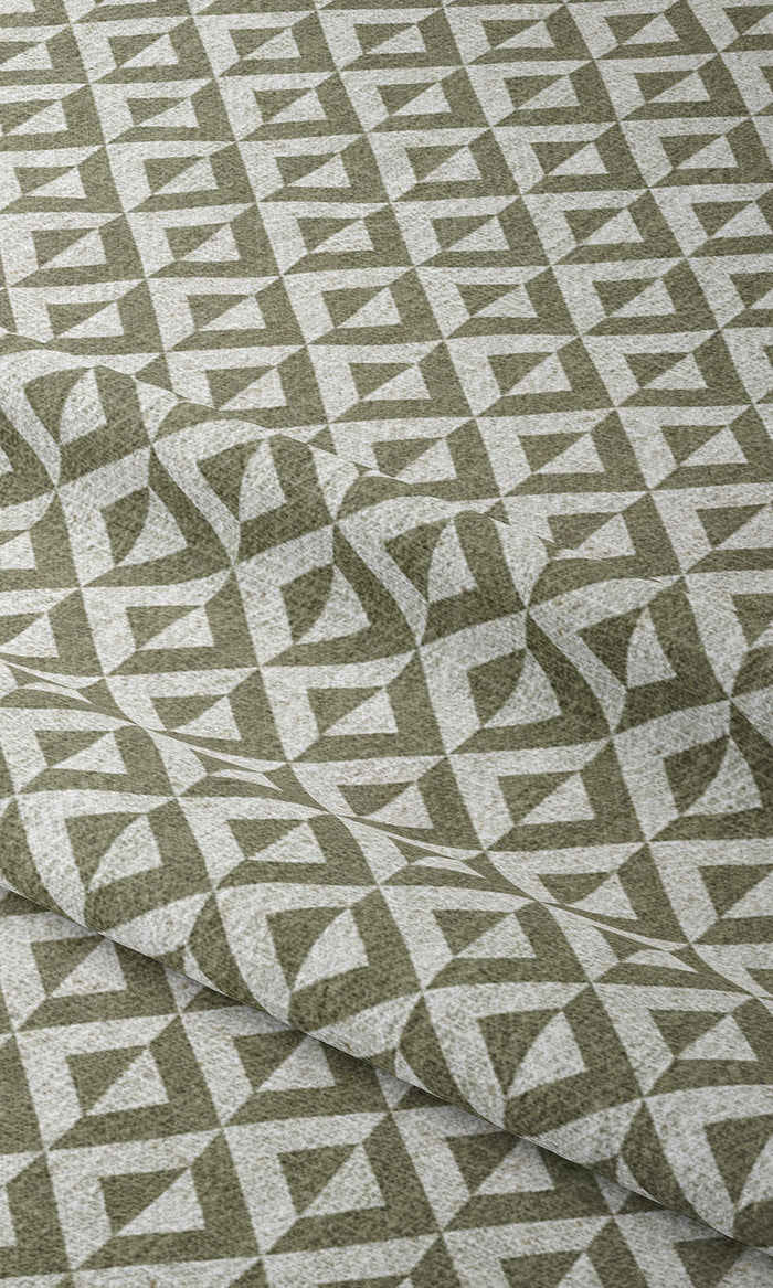 Geometric Print Drapes for Living, Bedroom, Kitchen, Bathroom (Green/ White)