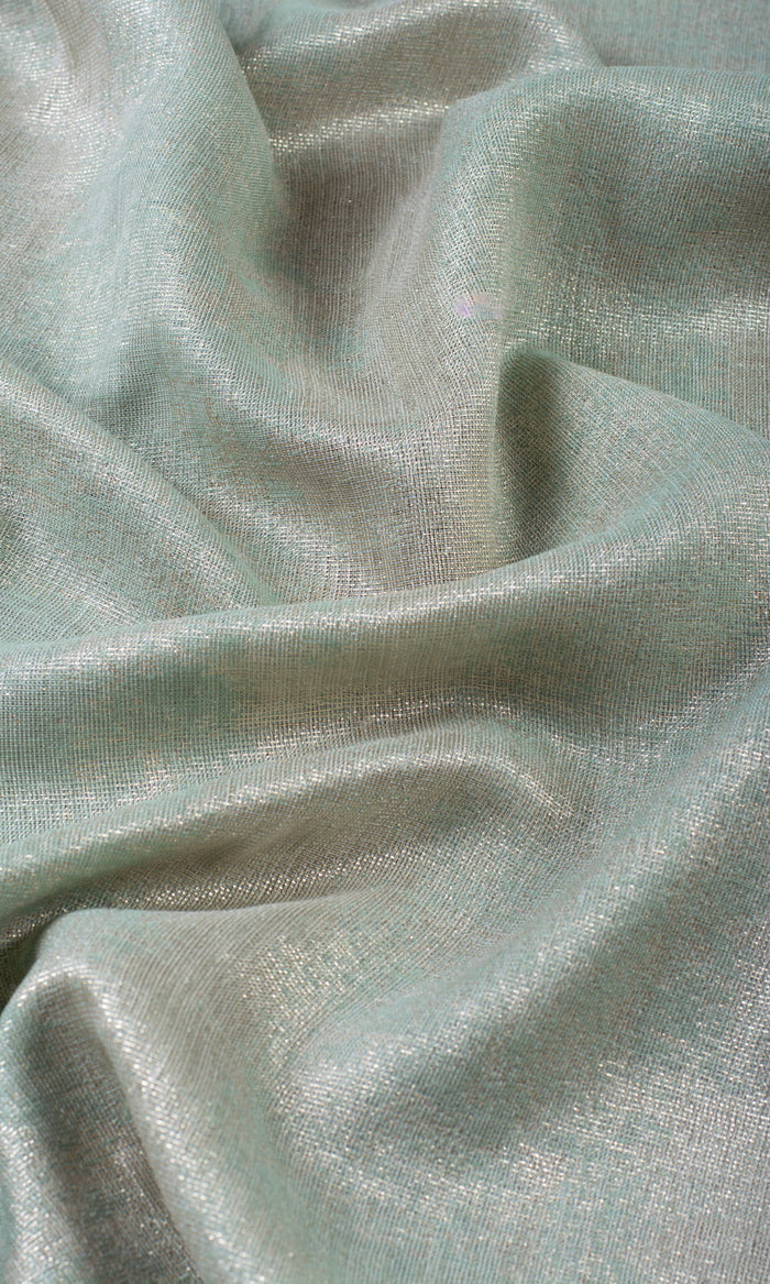 Textured Fabric Material By the Metre (Seafoam Green/ Gold)