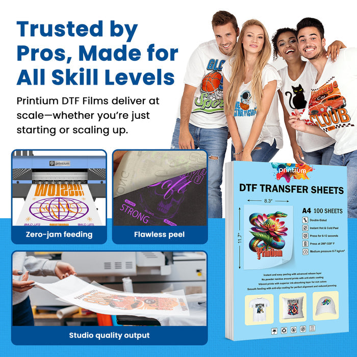 Premium Plus A4 DTF Film Sheets - 8.3" x 11.7" 100 Pack