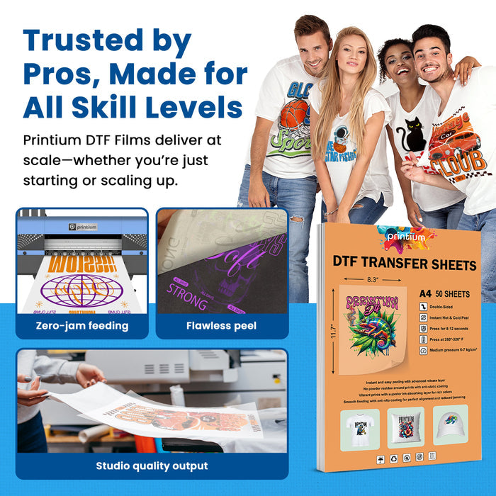 Premium Plus A4 DTF Film Sheets - 8.3" x 11.7" 50 Pack