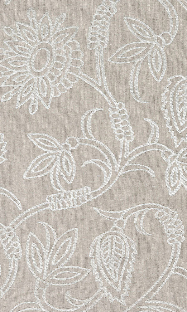 Floral Embroidered Linen Curtains for Living, Bedroom, Kitchen, Bathroom (Brown)