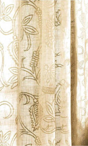 Floral Embroidered Linen Curtains (Brown) Extra Long Short Wide