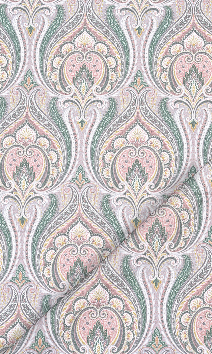 Floral Damask Home Textile Fabric Material By the Metre (Pink/ Green/ Grey)