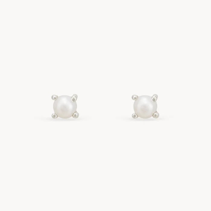Prong-set Pearl Earrings in sterling silver