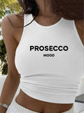 "Prosecco Mood" Graphic Sleeveless Crop Tank | Casual Summer Top