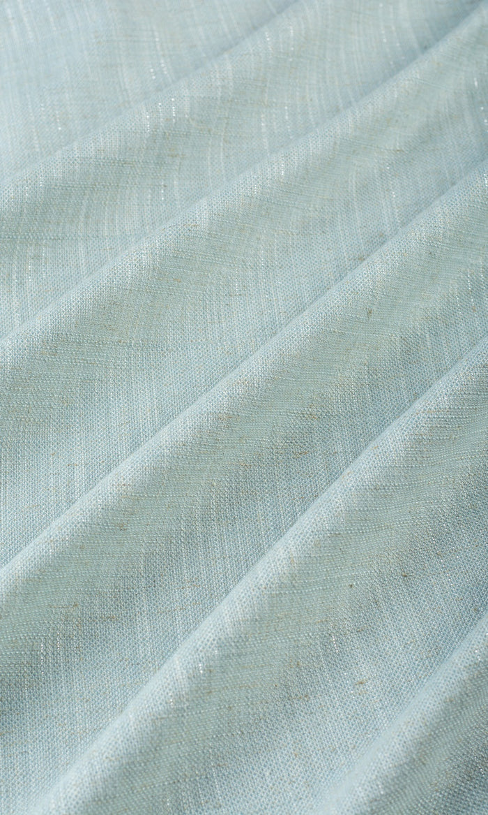 Plain Linen-Blend Fabric By the Metre for Curtains & Drapes (Powder Blue)