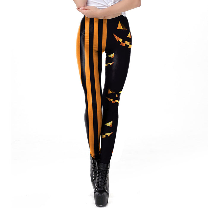 Pumpkin Print Stretch Leggings