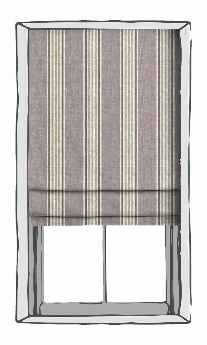 Striped Window Treatments Fabric By the Metre (Mauve/ Beige/ Ivory)