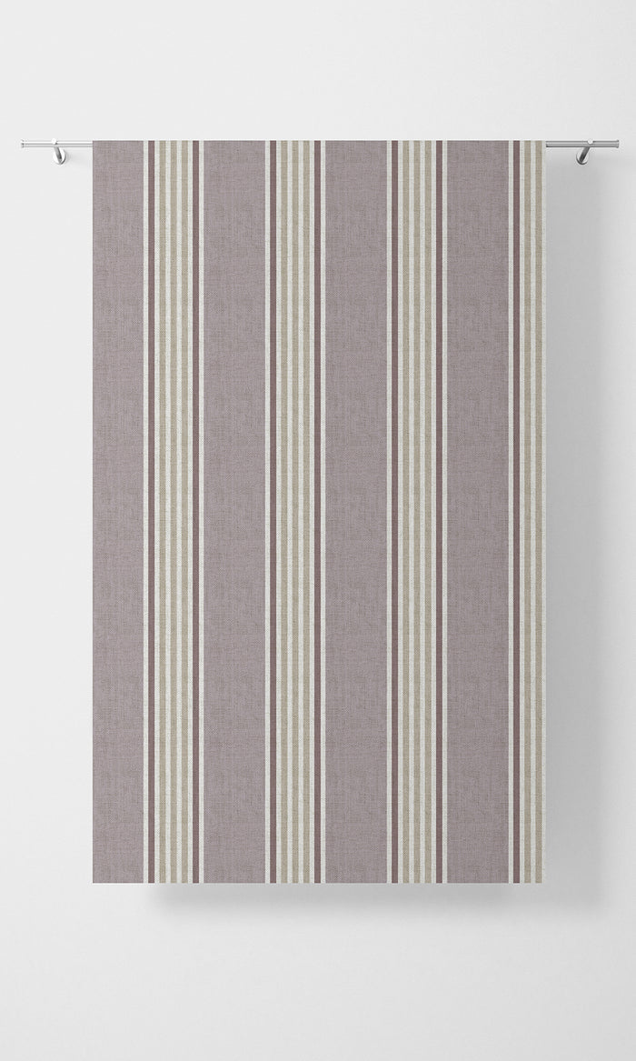 Striped Fabric Material By the Metre (Mauve/ Beige/ Ivory)