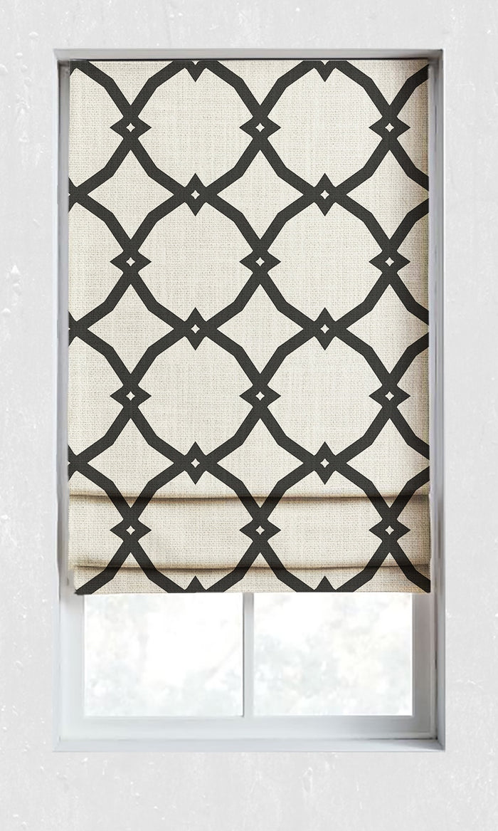 Print Curtain Panels for Living, Bedroom, Kitchen, Bathroom (Black/ Ivory)