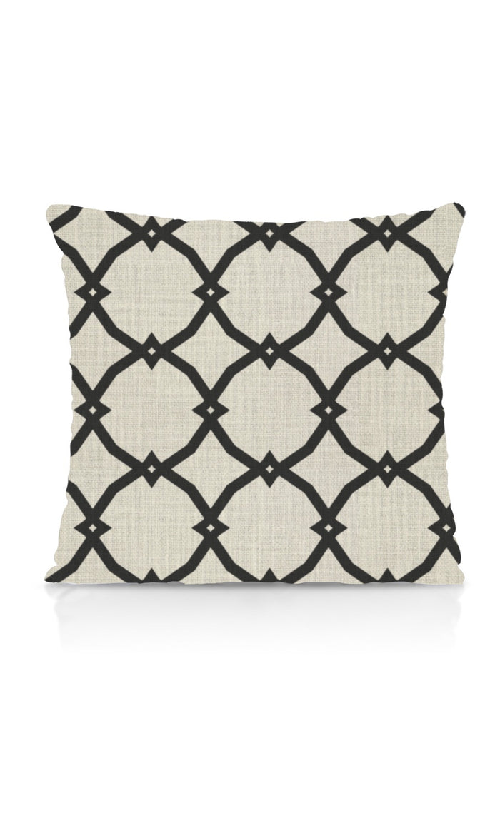 Print Pinch Pleat, Rod Pocket, Eyelet Curtains (Black/ Ivory)