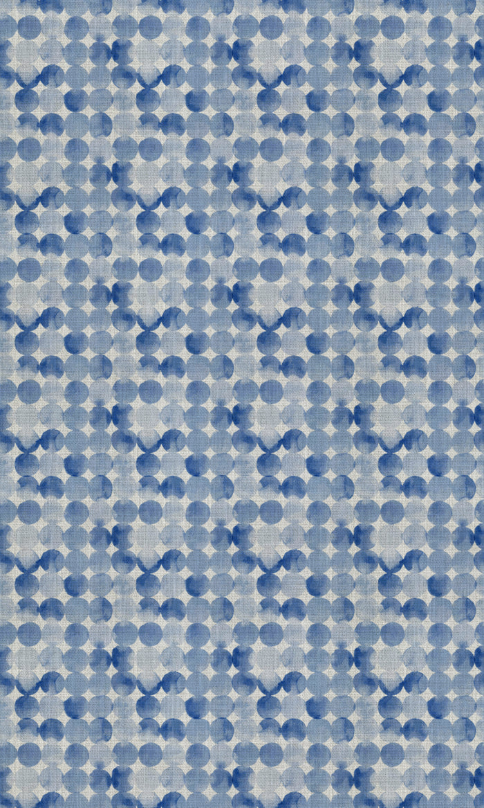 Polka Dot Fabric Material By the Metre (Eggshell White/ Blue)