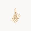 Quebec Postcard Charm in 10k yellow gold with diamond