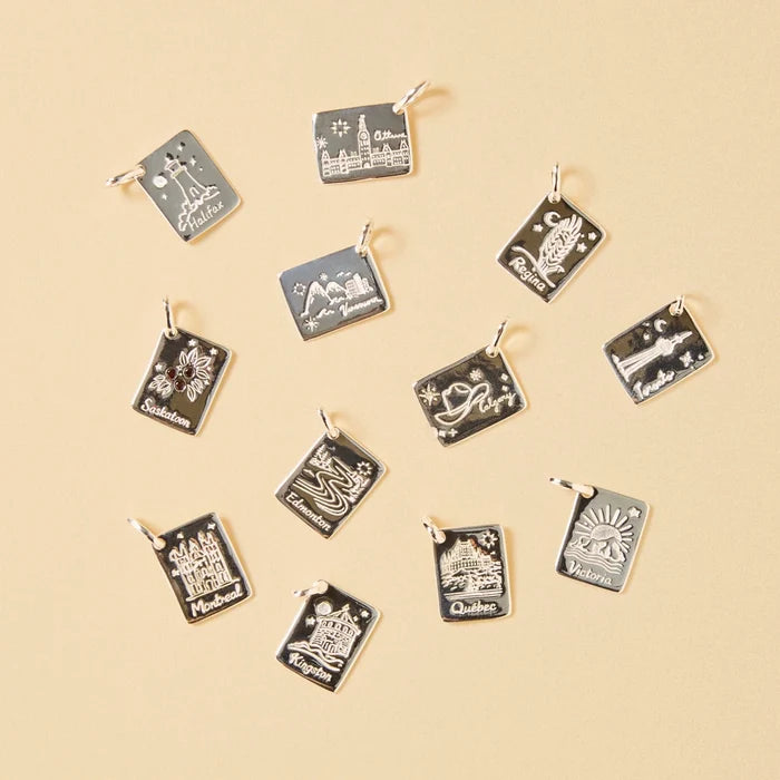 quebec postcard charm - sterling silver