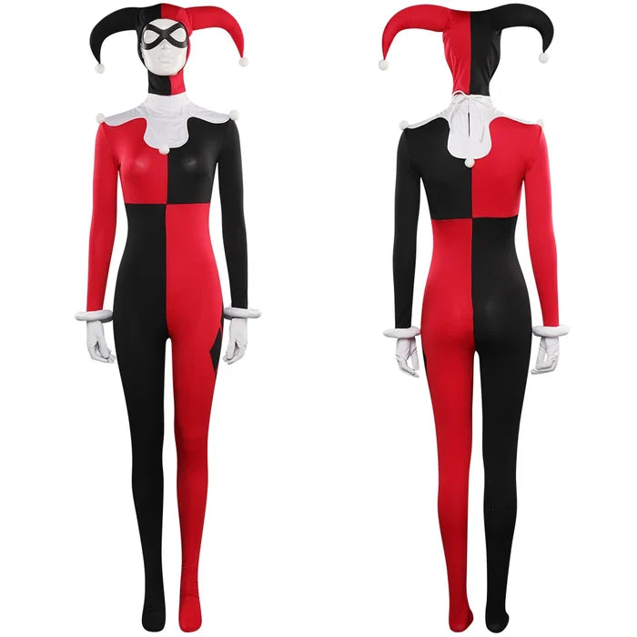 Quinzel Cosplay Jumpsuit 5-Piece Costume Set | Halloween & Carnival