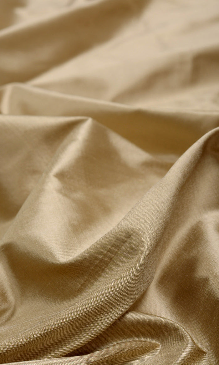 Shantung Silk Pinch Pleat, Rod Pocket, Eyelet Curtains (Golden Beige/ Ochre Yellow)