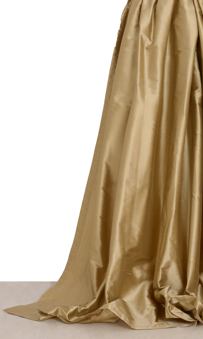 Shantung Silk Window Treatments Fabric By the Metre (Golden Beige/ Ochre Yellow)